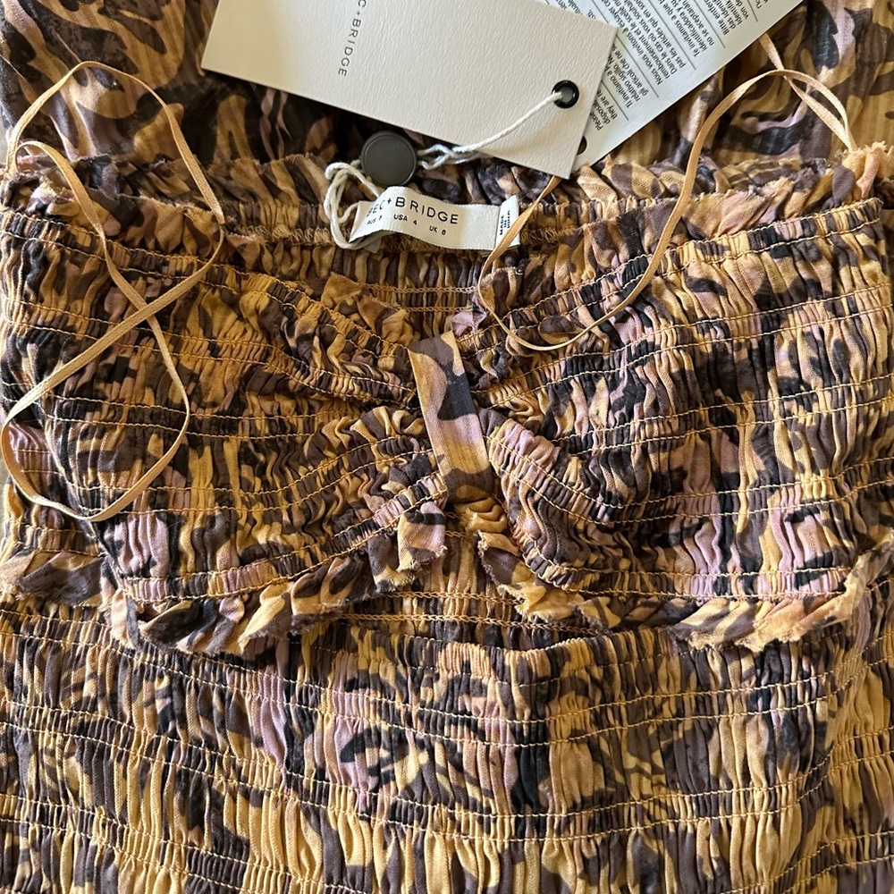 NWT Bec & Bridge Strapless Floral-Print Cotton-Jacquard Maxi, Saffron Dresses, S